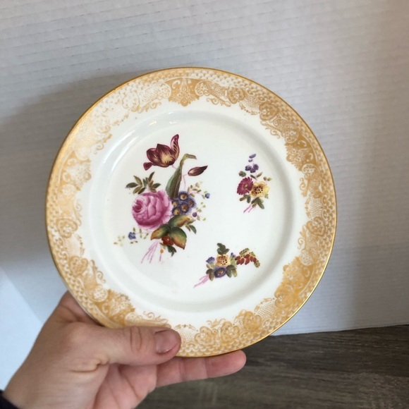 Vtg Hammersley Dresden Floral Gold Trim Plate - Picture 15 of 15